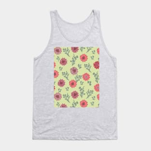 Dusty Pink Flowers on Soft Green Vertical Tank Top